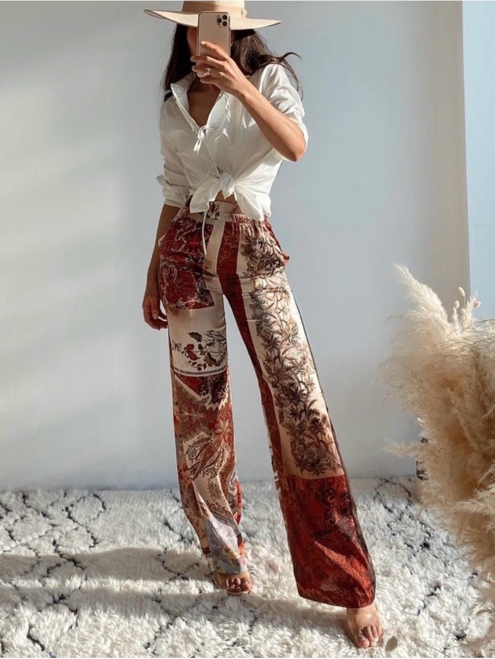 NWT Zara Multicolor Patchwork Wide-Leg Pants